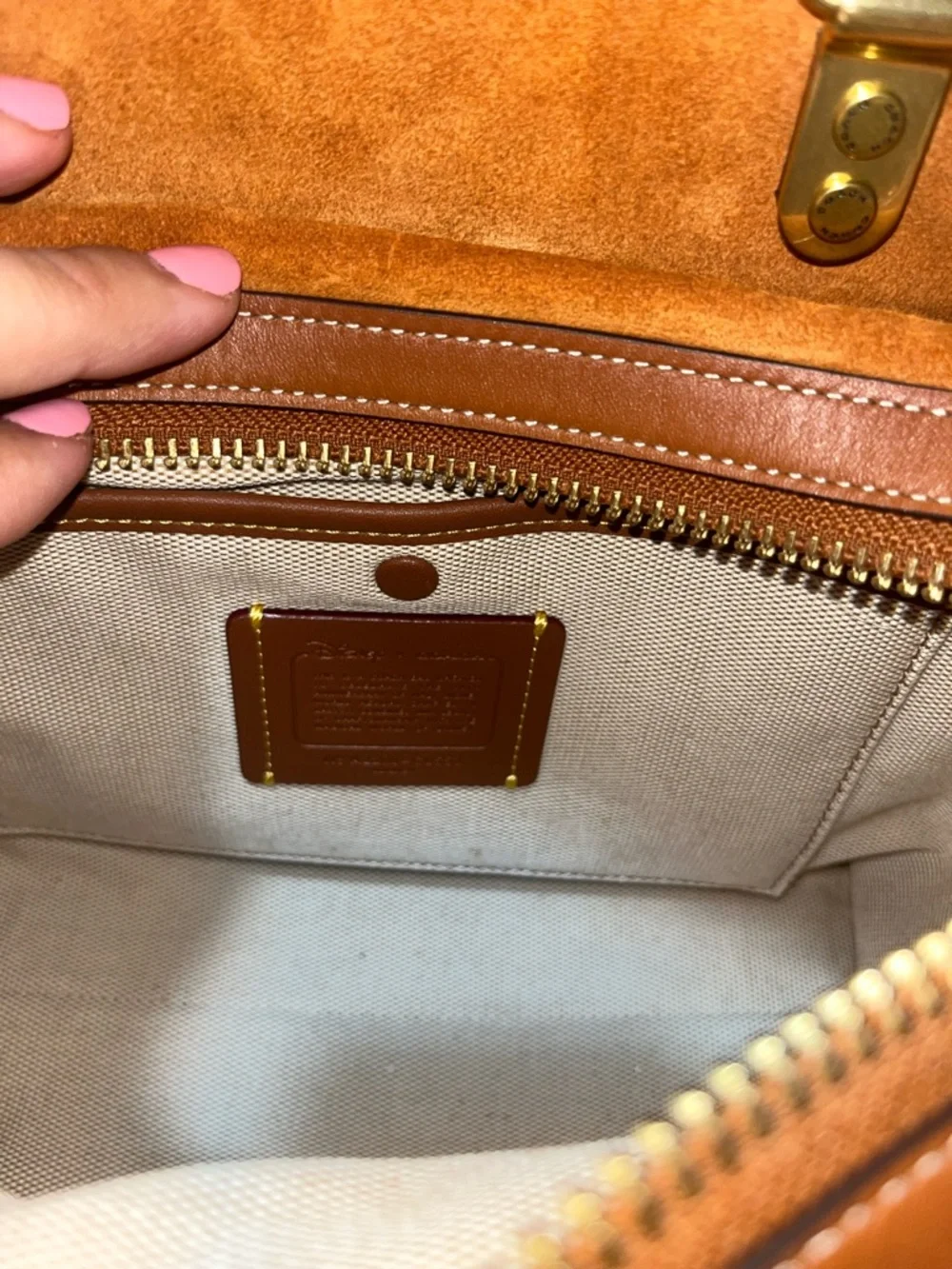Disney Tan & Brown Canvas Satchel with Embroidered Classic Characters